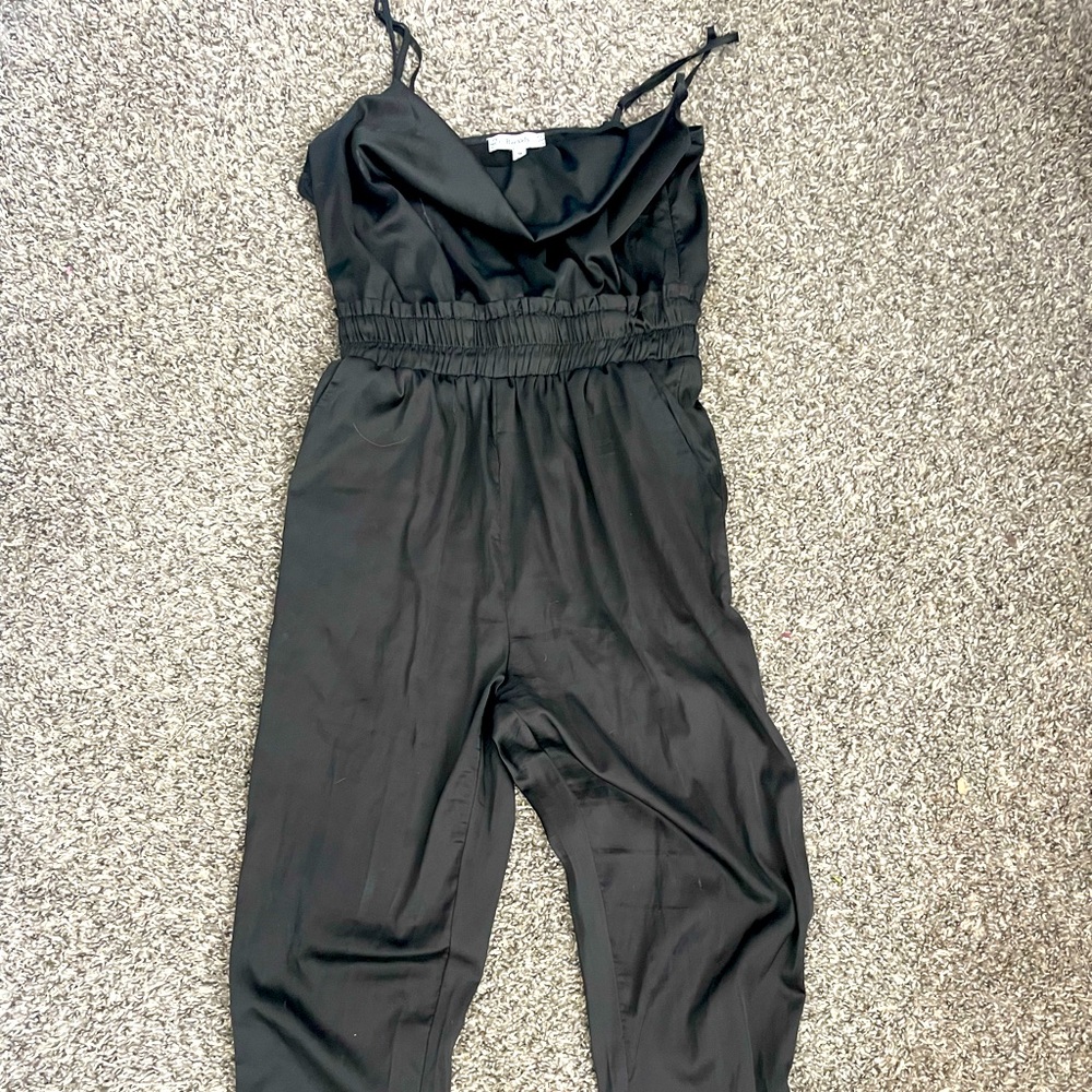 Black Satin Jumpsuit size Medium